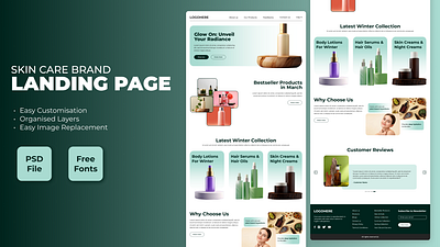 Skin Care Brand Landing Page Design graphic design interaction design landing page landing page design landing page for beauty brand skin care skin care brand landing page ui ui design