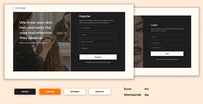 Elegant Login/Signup UI Design: Salon Harmony branding logo ui