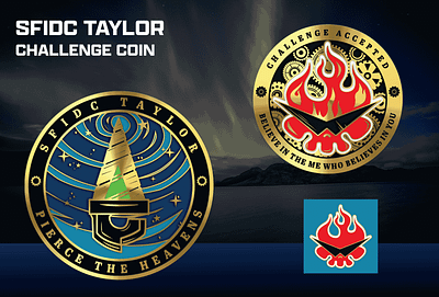 SFIDC TAYLOR CHALLENGE COIN 3d animation branding coin crypto design graphic design illustration logo ui