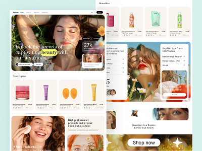 Beauty and Cosmetics Website design e commerce landing page ui ux web design