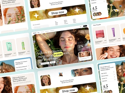 Beauty and Cosmetics Website design e commerce landing page ui ux web design