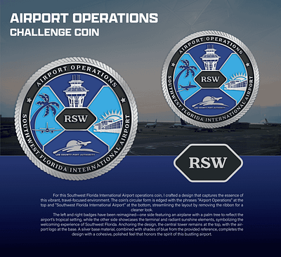 AIRPORT OPERATIONS CHALLENGE COIN 3d animation branding coin crypto design graphic design illustration logo ui