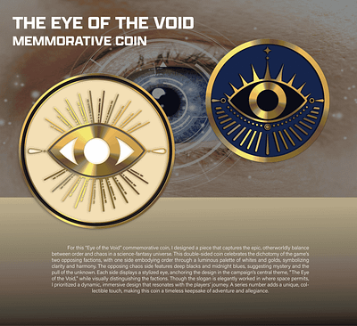 THE EYE OF THE VOID COMMEMORATIVE COIN 3d animation branding coin crypto design graphic design illustration logo ui