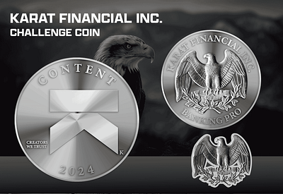 KARAT FINANCIAL INC. CHALLENGE COIN 3d animation branding coin crypto design graphic design illustration logo ui