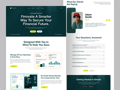 Finovate - Finance Landing Page analytics bank bank app banking app card credit card finance financial fintech app hero money saas savings statistics transaction transfer wallet web web design website