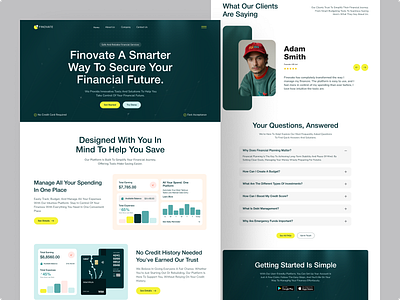 Finovate - Finance Landing Page analytics bank bank app banking app card credit card finance financial fintech app hero money saas savings statistics transaction transfer wallet web web design website