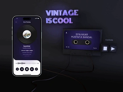 Music Player - Daily Ui #9 3d 3d design animation dark mode dribbble interface design motion graphics music player product design ui ui ux design ux design vintage