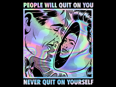 Never quit on yourself art comics illustration psychedelic retro surrealism vector vintage vintage comics