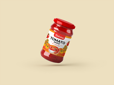 Tomato Sauce Jar Label Design graphic design jar design label design packaging design tomato tomato jar label