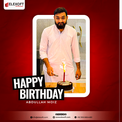 Birthday post design | Elexoft Technologies 3d animation birthday post branding elexoft graphic design logo motion graphics technologies ui