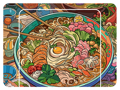 Food Illustration for app. Coloring app. Asian illustration art asian asian food asian illustration branding coloring app digital art food food art food vector graphic design illustration japan mobile app vector