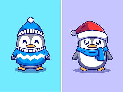 Cute Penguin Illustration animal antartica arctic art bird branding cartoon cold cute design graphic design ice iceberg illustration kawaii logo mascot penguin zoo