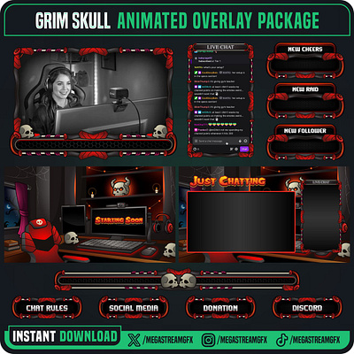 Creepy Room Overlay Package | Stream Overlay in Horror theme overlay pack design