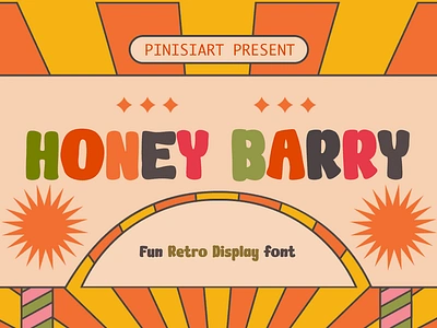 Honey Barry – Fun Retro Display Font branding children display font font gaming movie music poster retro vintage youtube