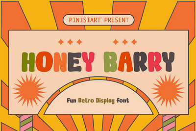 Honey Barry – Fun Retro Display Font branding children display font font gaming movie music poster retro vintage youtube