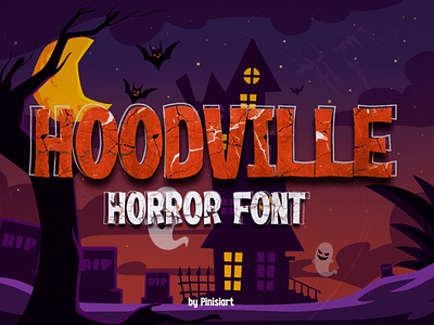 HOODVILLE – Horror Display Font branding branding font children design display font font gaming horror movie poster spooky typografi youtube