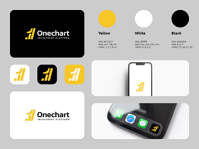 Onechart Logo apps branding business finance investment logo logos mockup modern simple stocks trading