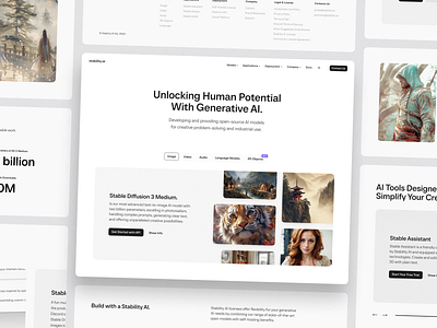 Website for Stability AI — An Artificial Intelligence Company ai ai company ai image creator ai image generator ai images ai landing page ai model ai website artificial intelligence generative ai illustration image generator prompt shakuro stability stability ai stable diffusion text to image web website design