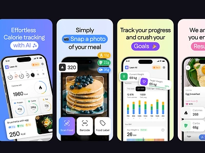 Mobile app Lean AI | Banners for App Store & Google Play ai analitics android app store appstore banners banners feature banners fitness food app google play banners healthy ios mobile mobile app mobile design nutrition open graph tracking app ui ux