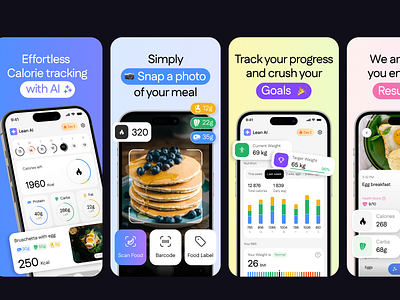 Mobile app Lean AI | Banners for App Store & Google Play ai analitics android app store appstore banners banners feature banners fitness food app google play banners healthy ios mobile mobile app mobile design nutrition open graph tracking app ui ux