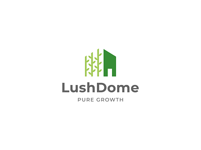 LushDome ( Logo For Sale ) farm logo green house logo green logo house green logo house logo leaf logo logo design organic logo tree logo