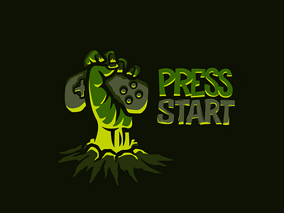 Press Start Logo brand branding for sale game gamepad gamer illustration logo mark nagual design press start zombie