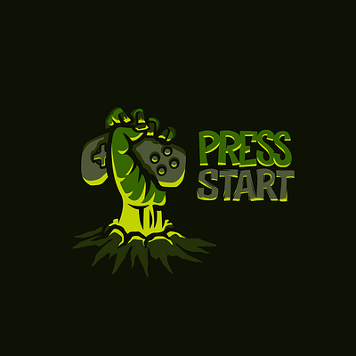 Press Start Logo brand branding for sale game gamepad gamer illustration logo mark nagual design press start zombie