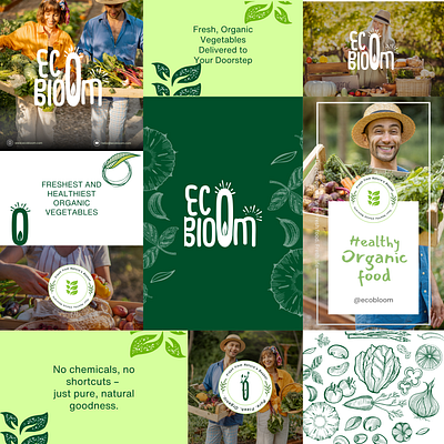 Eco-Bloom || Organic Farm || Branding & Website branding design farm food landing page logo minimal organic organic food popular shot product ui uidesign website