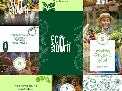 Eco-Bloom || Organic Farm || Branding & Website branding design farm food landing page logo minimal organic organic food popular shot product ui uidesign website