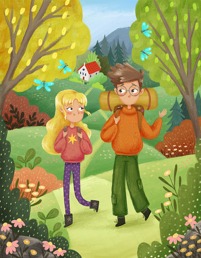 Hiking with a friend amazon kindle art character design children book children book illustration childrens art cute digital art hiking illustration kidlitart picture book school travel