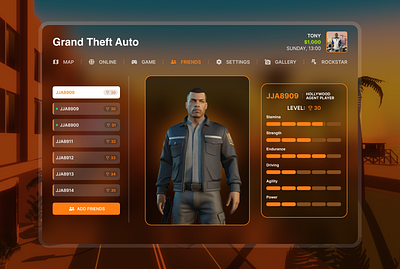 GTA Game Menu Concept 3d clean colorful design game game ui graphic design illustration interface design minimal typography ui ui design ux design vector web