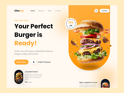 Burger Web Landing Page Hero Section 🔥 burger burger landing page burger web design burger website food food landing page food website design landing page mobile app product design ui design ui design trends uiux design user intgerface ux research