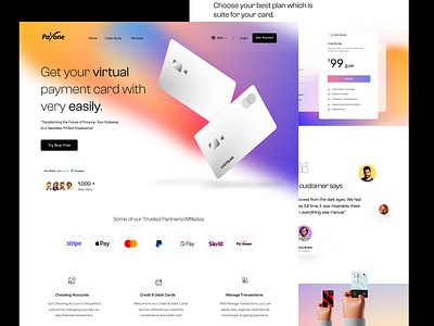 Fintech Website Design UI bank banking finance financial technology fintech fintech website design landing page landing page uiux modern web design payment card saas saas web saas website virtual card web web design website