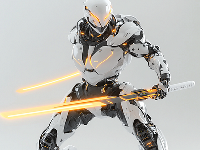 Dual-Blade Warrior 3d 3d modelling 85pd9f2 blender cgi character design cyber futuristic sci fi sleek