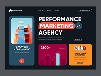 Web Site for Marketing Agency — Addmost Media agency clean design colors design hero marketing marketing agency ui uiux ux web web design website website design