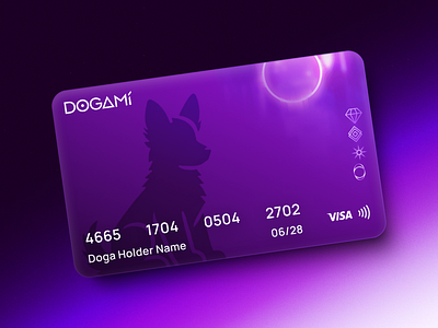 Credit card concept for Web3 gaming project branding card colors credit card crypto debit card dogami gradient graphic design icon illustration mockup purple web3