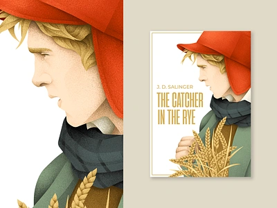 The Catcher in the Rye book book cover design grain texture guy illustration portrait rye texture the catcher in the rye vector