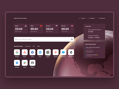 SSO Dashboard app dashboard design experience global home new tab sso ui ux web