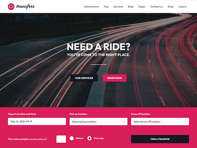 Transfers WordPress Theme airport transfer booking booking system clean design elementor flight hero scene homepage landing page responsive shuttle tourism transfer transport travel ui ux uxui wordpress theme