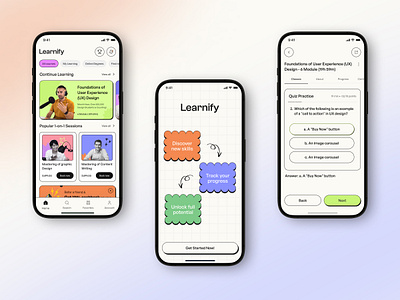 E-Learning Mobile App Design | Learnify android android app design app app design app designer application design focotik ios ios app design learning app learning app design learning course mobile app mobile app design online learning ui uiux user interfaced ux