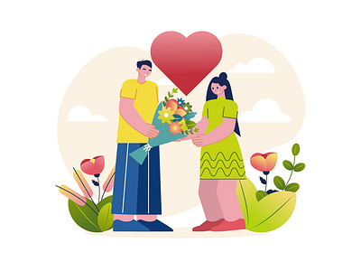 Giving Flowers 2D Animation 2d animation bouquet cartoon style celebration couple date dating flat flowers gift giving flowers hearts illustration love love expression motion romance romantic gesture special moment