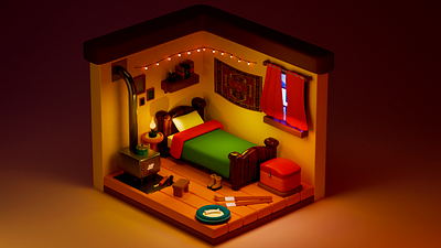 Cozy Room 3d art ble blender branding cartoon colors graphic design illustration illustrator ui