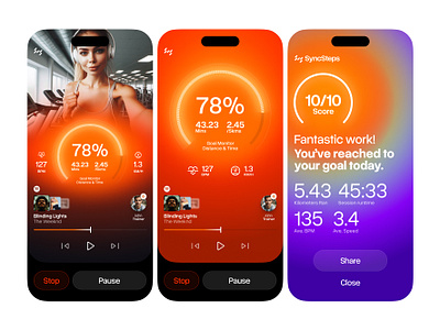 SyncSteps – AI Running Companion – Live Run app graphic design logo nike running sport stats ui ui design ux visual design