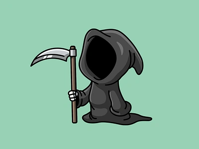 Grim Reaper adorable cartoon character cute grim reaper dark death grim reaper halloween horror illustration killer life mascot scary scythe spooky sticker design