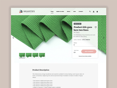 Shahtex Product Detail Web Design concept design ecommerce fabric pdp product ui web web design website