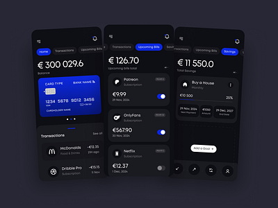 Finance - Mobile App app ui bank clean dark emoney ewallet finance finance app fintech ios mobile mobile app mobile bank money money transfer online wallet payment saas transaction