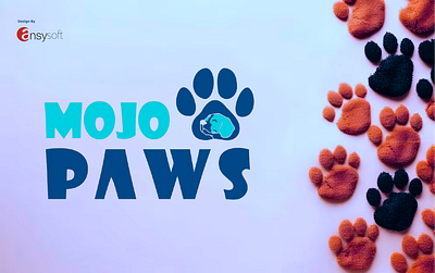 The logo "Mojo Paws" has been designed by Ansysoft adobephotoshop caninecompanions dog dogcare dogsofinstagram dogwalkers husband logodesign petsitting petstagram setting supportsmallbusiness walking wife