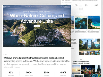 Nusanta - Travel Website Design agency branding design landing page travel ui uiux vacation web design website design