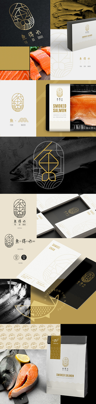 Yu De Shui branding fish graphic design identity logo salmon visual identity