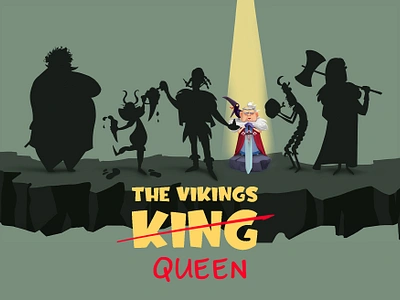 Vikings. Lineup. Character design. axe bitmap cartoon character character design concept design granny idea illustration king light lineup photoshop poster queen rock silhouette sword vikings